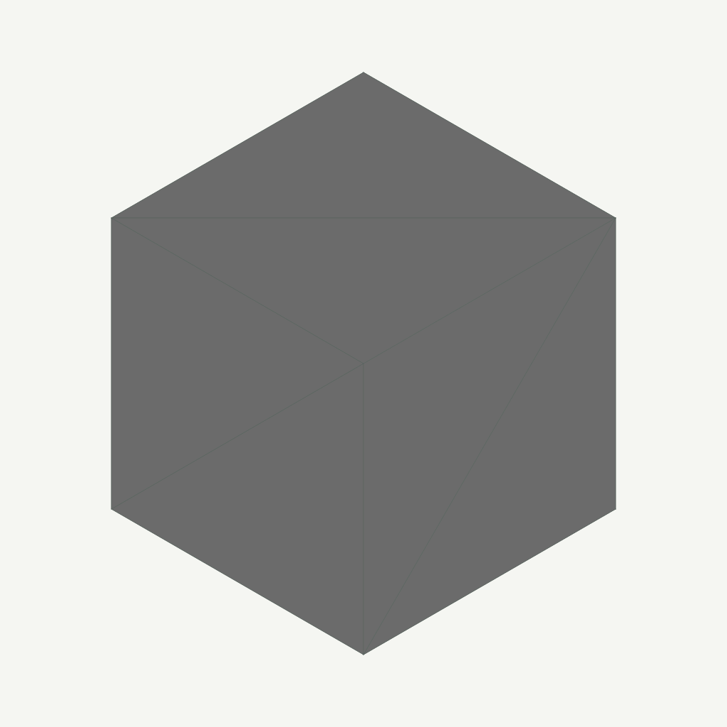 Geometry projection of the same cube with its primary UV attribute removed.